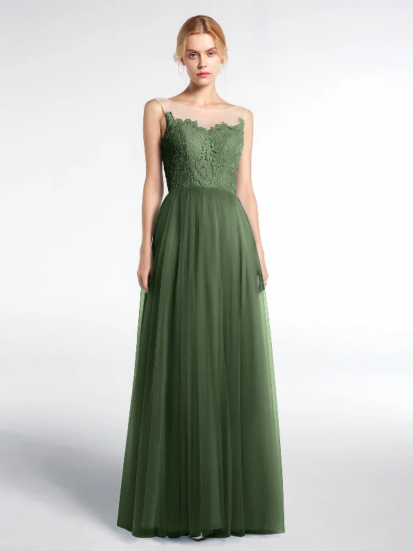 Illusion Neckline Lace and Tulle Maxi Dress-Olive Green Fashionable Chiffon Tiered Maxi Dress Illusion Neckline Lace and Tulle Maxi Dress-Olive Green Fashionable Chiffon Tiered Maxi Dress