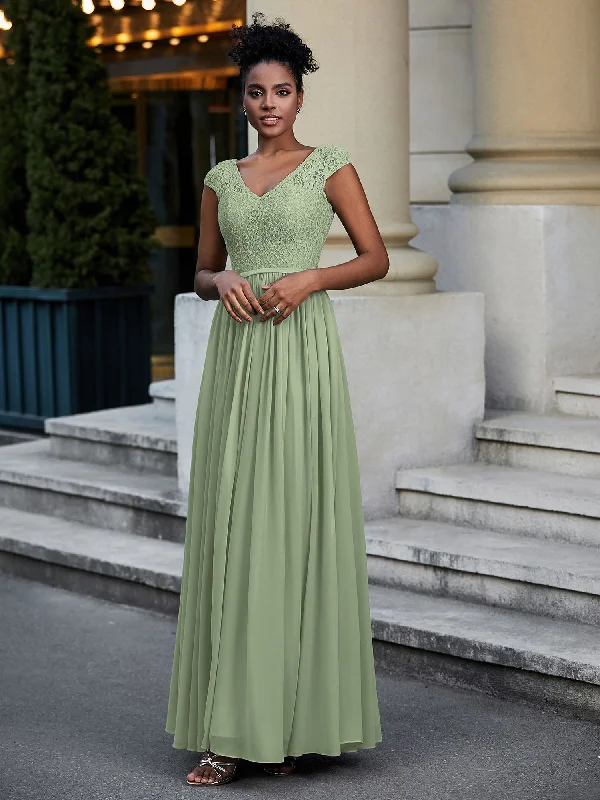 Lace and Chiffon Maxi Dress with Cap Sleeves-Dusty Sage Trendy Floral Print Maxi Dress Lace and Chiffon Maxi Dress with Cap Sleeves-Dusty Sage Trendy Floral Print Maxi Dress