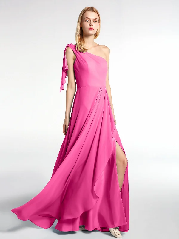 One Shoulder Chiffon Maxi Dress with Cascade-Azalea Cozy Wrap Maxi Dress