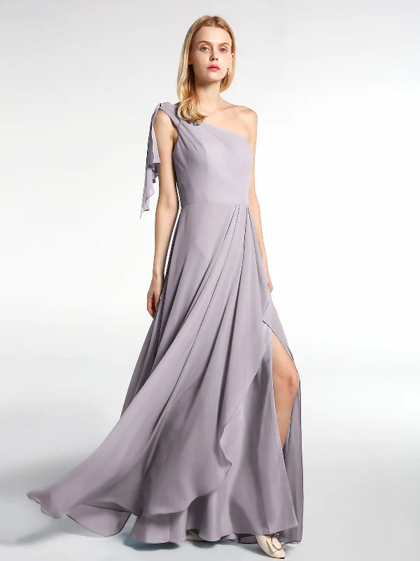 One Shoulder Chiffon Maxi Dress with Cascade-Dusk Fashionable Chiffon Tiered Maxi Dress One Shoulder Chiffon Maxi Dress with Cascade-Dusk Fashionable Chiffon Tiered Maxi Dress