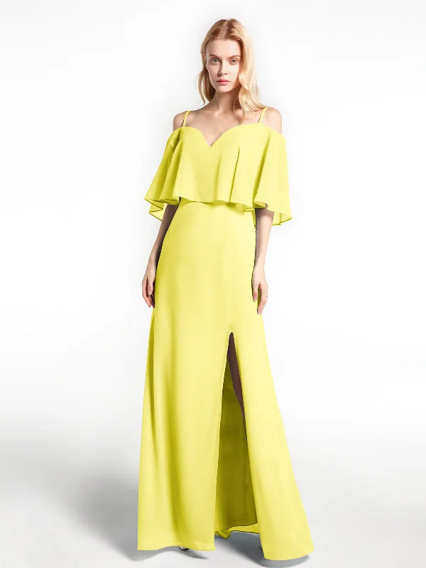 Ruffled Cold Shoulder Maxi Dress with Flounce Overlay Lemon Cozy Open-Back Maxi Dress Ruffled Cold Shoulder Maxi Dress with Flounce Overlay Lemon Cozy Open-Back Maxi Dress