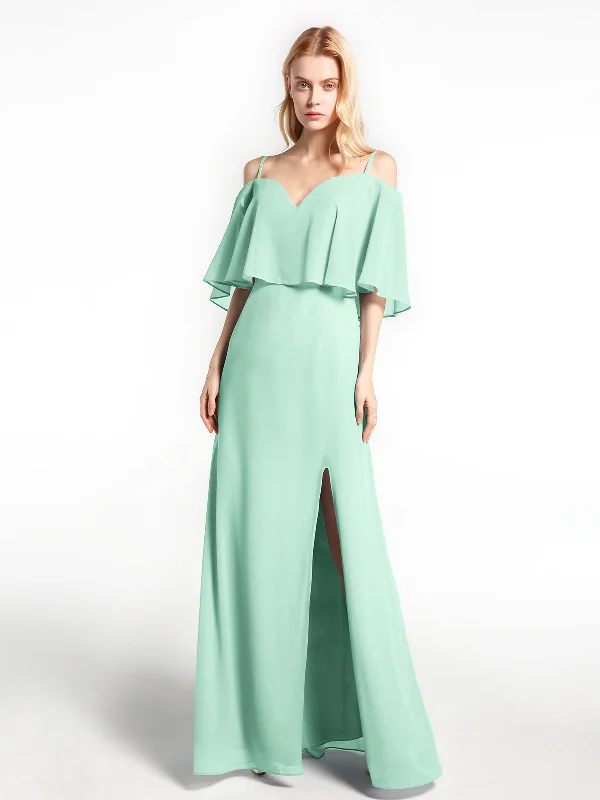 Ruffled Cold Shoulder Maxi Dress with Flounce Overlay Mint Green Elegant Lace Maxi Dress Ruffled Cold Shoulder Maxi Dress with Flounce Overlay Mint Green Elegant Lace Maxi Dress