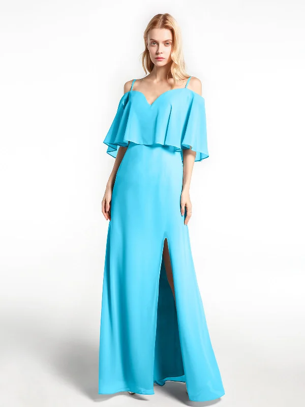 Ruffled Cold Shoulder Maxi Dress with Flounce Overlay Pool Elegant Tiered Maxi Dress Ruffled Cold Shoulder Maxi Dress with Flounce Overlay Pool Elegant Tiered Maxi Dress