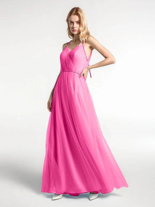 Twist Straps Tulle Maxi Dress with V Neckline Azalea Cozy Cold-Shoulder Maxi Dress