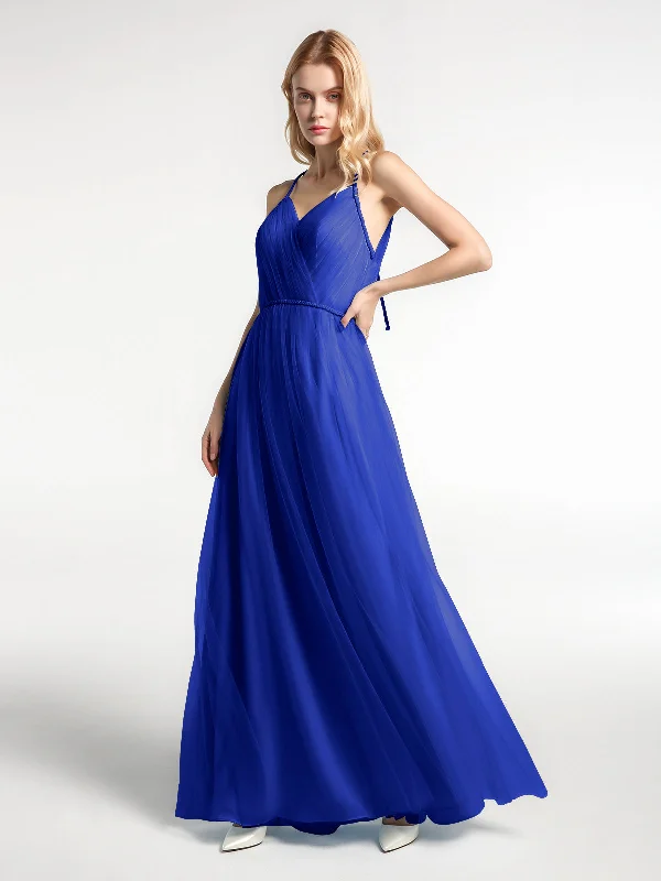 Twist Straps Tulle Maxi Dress with V Neckline Royal Blue Elegant Maxi Dress with Lace Twist Straps Tulle Maxi Dress with V Neckline Royal Blue Elegant Maxi Dress with Lace