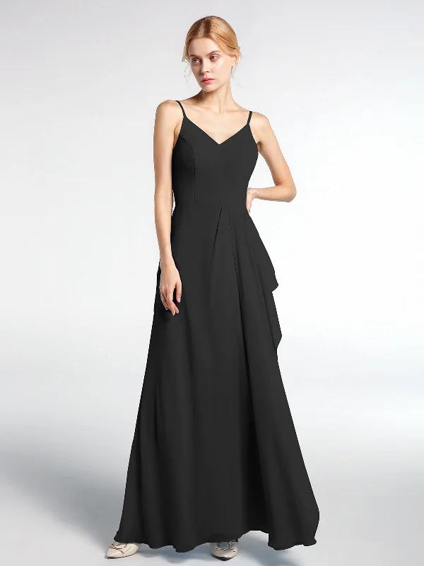 V-neck Chiffon Simple Maxi Dress with Spaghetti Straps-Black Elegant Wraparound Maxi Dress V-neck Chiffon Simple Maxi Dress with Spaghetti Straps-Black Elegant Wraparound Maxi Dress