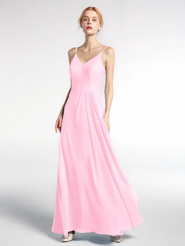V-neck Chiffon Simple Maxi Dress with Spaghetti Straps-Candy Pink Cozy Maxi Dress with Slit V-neck Chiffon Simple Maxi Dress with Spaghetti Straps-Candy Pink Cozy Maxi Dress with Slit
