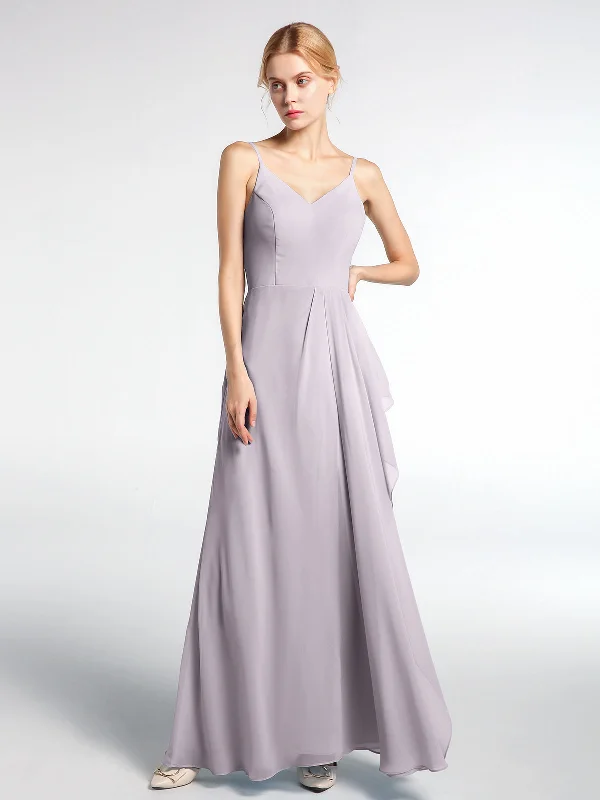 V-neck Chiffon Simple Maxi Dress with Spaghetti Straps-Dusk Stylish One-Shoulder Maxi Dress V-neck Chiffon Simple Maxi Dress with Spaghetti Straps-Dusk Stylish One-Shoulder Maxi Dress