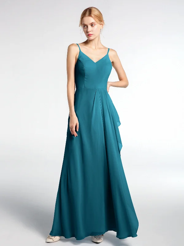V-neck Chiffon Simple Maxi Dress with Spaghetti Straps-Ink Blue Elegant Maxi Dress with Slit V-neck Chiffon Simple Maxi Dress with Spaghetti Straps-Ink Blue Elegant Maxi Dress with Slit