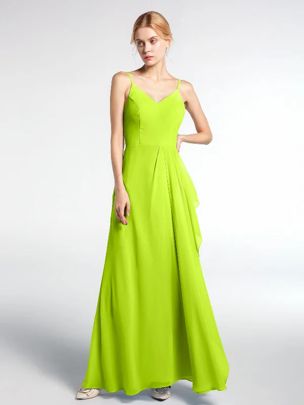 V-neck Chiffon Simple Maxi Dress with Spaghetti Straps-Lime Green Comfortable Plunging Neckline Maxi Dress V-neck Chiffon Simple Maxi Dress with Spaghetti Straps-Lime Green Comfortable Plunging Neckline Maxi Dress