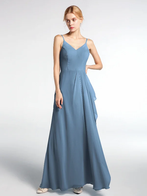 V-neck Chiffon Simple Maxi Dress with Spaghetti Straps-Slate Blue Comfortable Casual Maxi Dress V-neck Chiffon Simple Maxi Dress with Spaghetti Straps-Slate Blue Comfortable Casual Maxi Dress