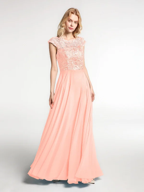 Illusion Wrap Neck Lace and Chiffon Maxi Dress-Coral Fashionable Printed Maxi Dress