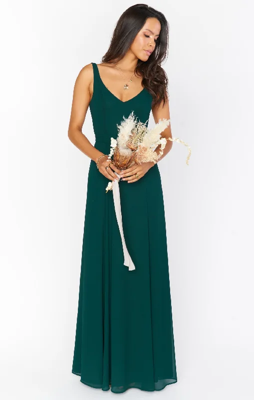 Jenn Maxi Dress ~ Emerald Chiffon Elegant Tiered Maxi Dress