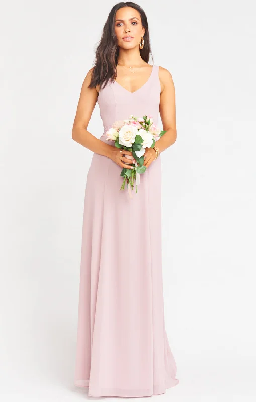 Jenn Maxi Dress ~ Neutral Mauve Chiffon Fashionable Halter Neck Maxi Dress