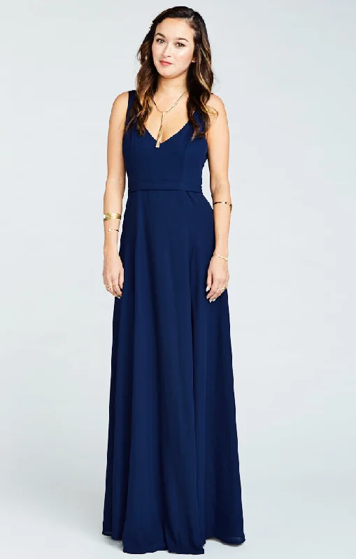 Jenn Maxi Dress ~ Rich Navy Crisp Cozy Spaghetti Strap Maxi Dress