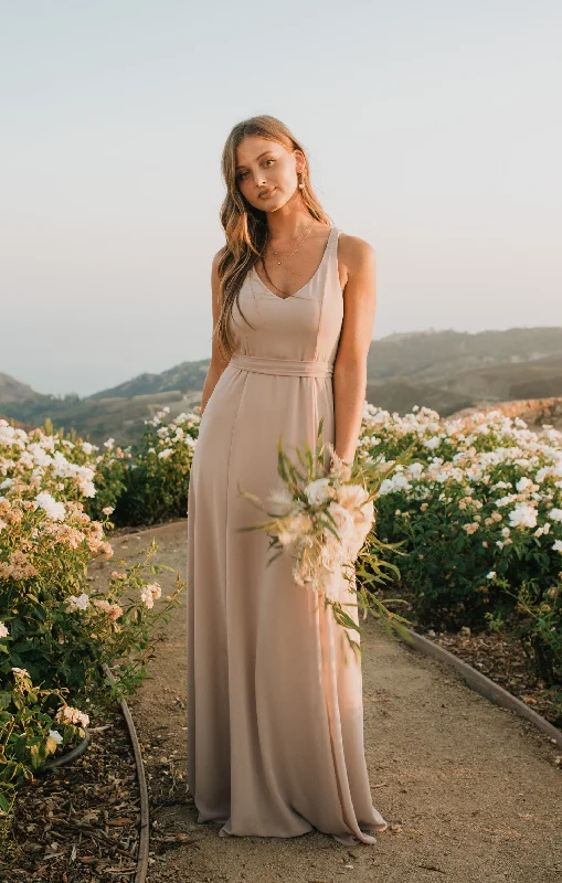 Jenn Maxi Dress ~ Soft Beige Chiffon Chic Button-Up Maxi Dress