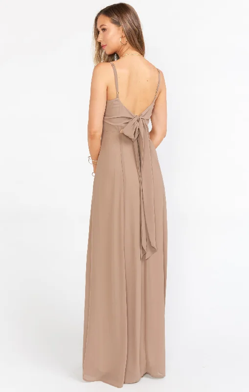 Lauren Tie Maxi Dress ~ Dune Chiffon Chic Summer Floral Maxi Dress