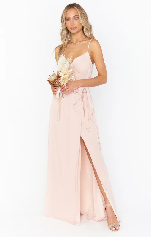 Liz Maxi Dress ~ Dusty Blush Crisp Elegant Silk Maxi Dress