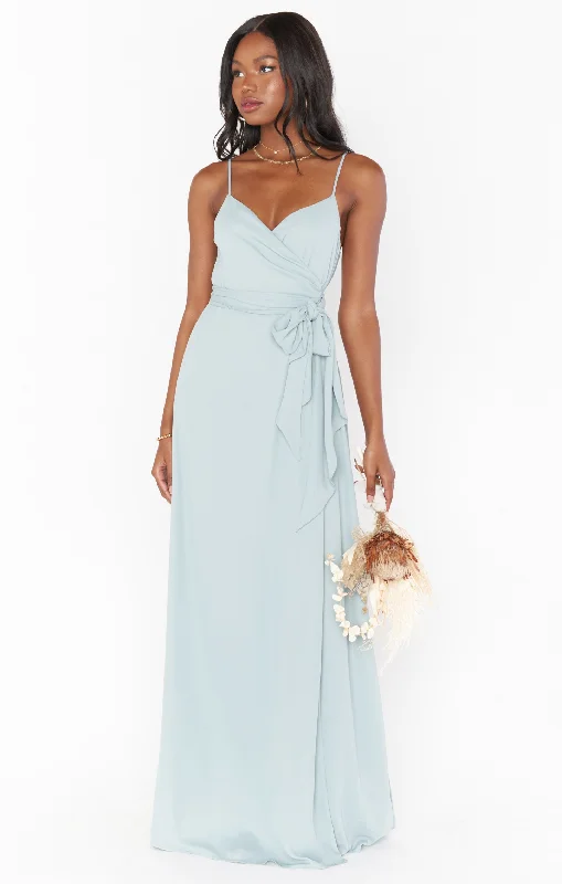 Liz Maxi Dress ~ Silver Sage Crisp Trendy Maxi Dress with Lace
