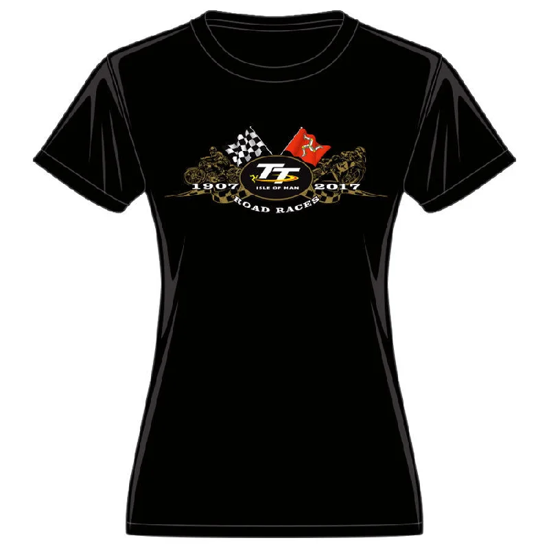 2017 Official Isle Of Man TT Gold Bikes Woman's T'Shirt - 17Atsl1 Mesh Canvas Denim