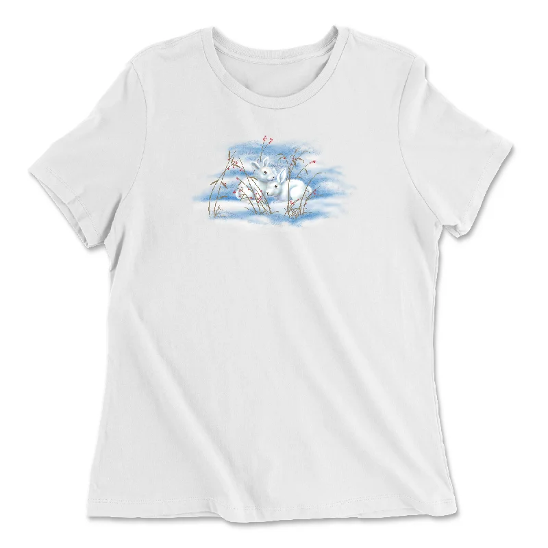Bunny Winter Women's T-Shirt Lace Blend Ribbed Blend Corduroy Blend