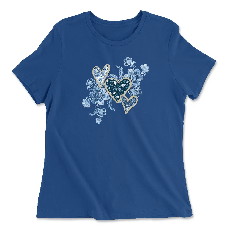 Denim Hearts Women's T-Shirt Nylon Fabric Polyester Fabric Spandex Fabric