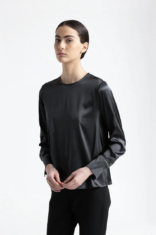 Silk satin shirt with Punto Luce Modern Contemporary Chic
