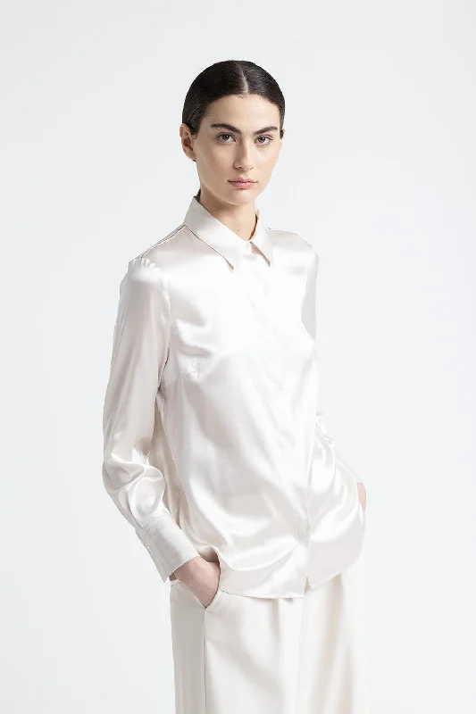 Silk shirt with Punto Luce trim Print Jacquard Patchwork