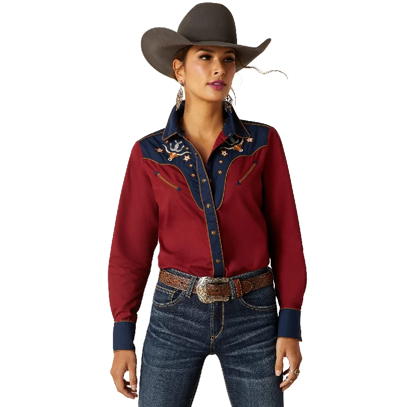 Ariat Women's Western Rodeo Shirt Sissy Mesh Blend Leather Blend Suede Blend
