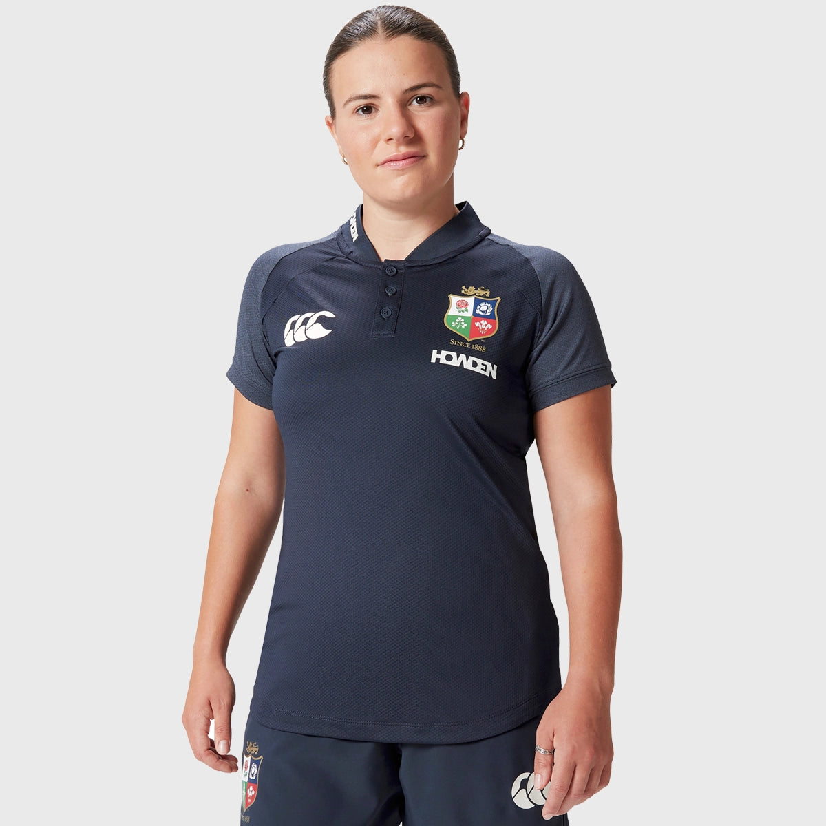 Canterbury British & Irish Lions Women's Poly Polo Shirt Navy Hooded Caped Shawl Collar Canterbury British & Irish Lions Women's Poly Polo Shirt Navy Hooded Caped Shawl Collar