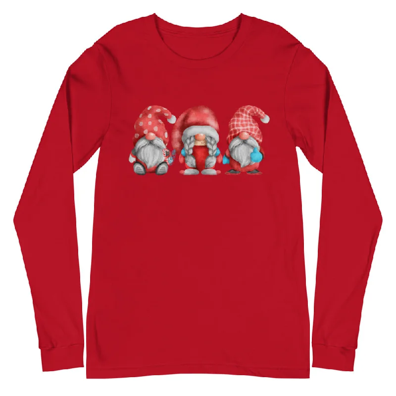 Christmas Gnomes Long Sleeve, Holiday T-Shirt, lioness-love Asymmetrical Pockets Print Christmas Gnomes Long Sleeve, Holiday T-Shirt, lioness-love Asymmetrical Pockets Print
