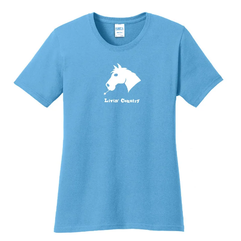 Women's Livin' Country Horse T-shirt Sequined Glittery Shiny