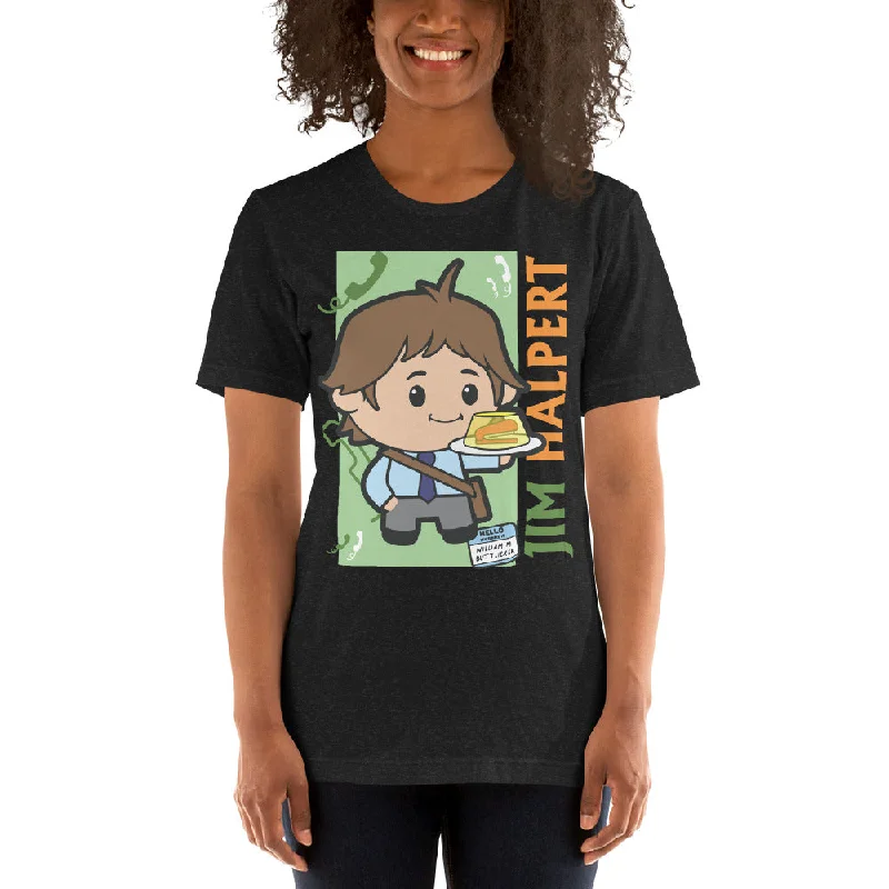 Cartoon Jim Halpert - Women's T-Shirt V-Neck T-Shirt Long Sleeve Cotton