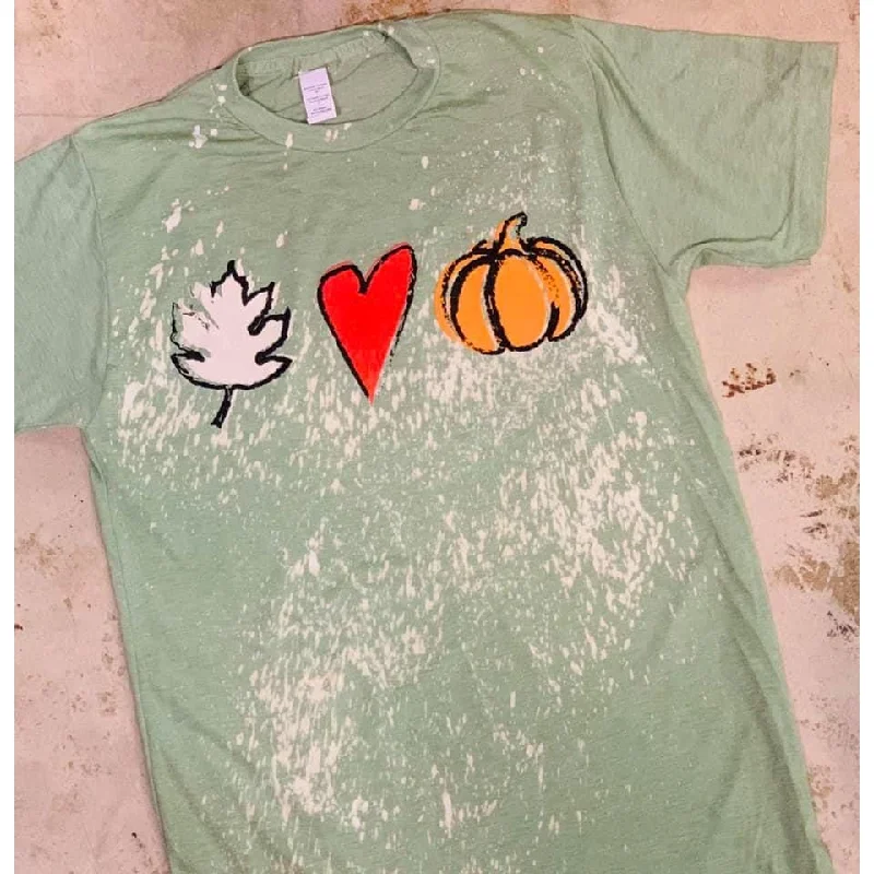 Fall love bleach sage crew neck t-shirt Collared T-Shirt Boat Neck A-Line