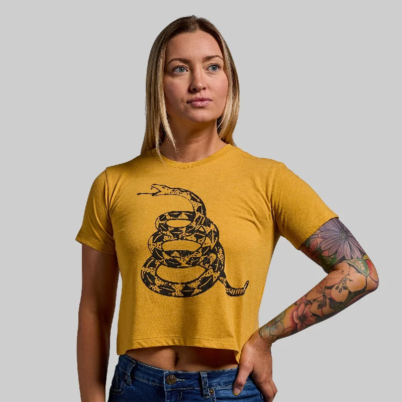 Gadsden Flag Crop Tee (Mustard) Wool Fabric Cashmere Fabric Tweed Fabric