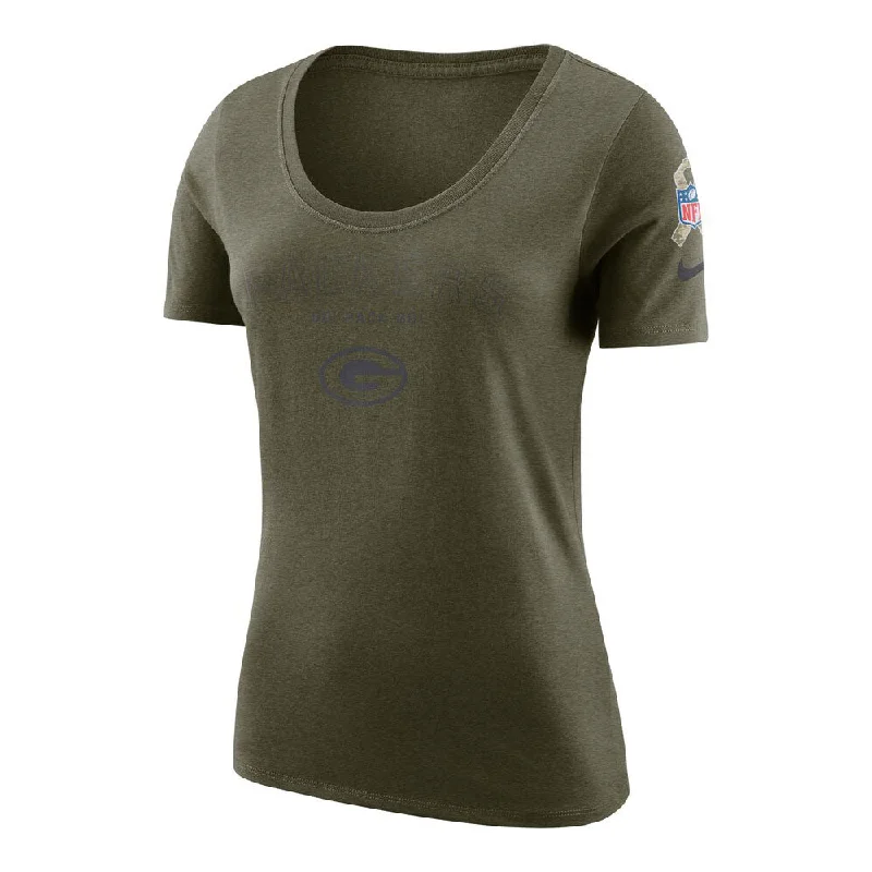 Green Bay Packers Nike Salute to Service Performance Women's T-Shirt Ribbed Striped Patterned Green Bay Packers Nike Salute to Service Performance Women's T-Shirt Ribbed Striped Patterned