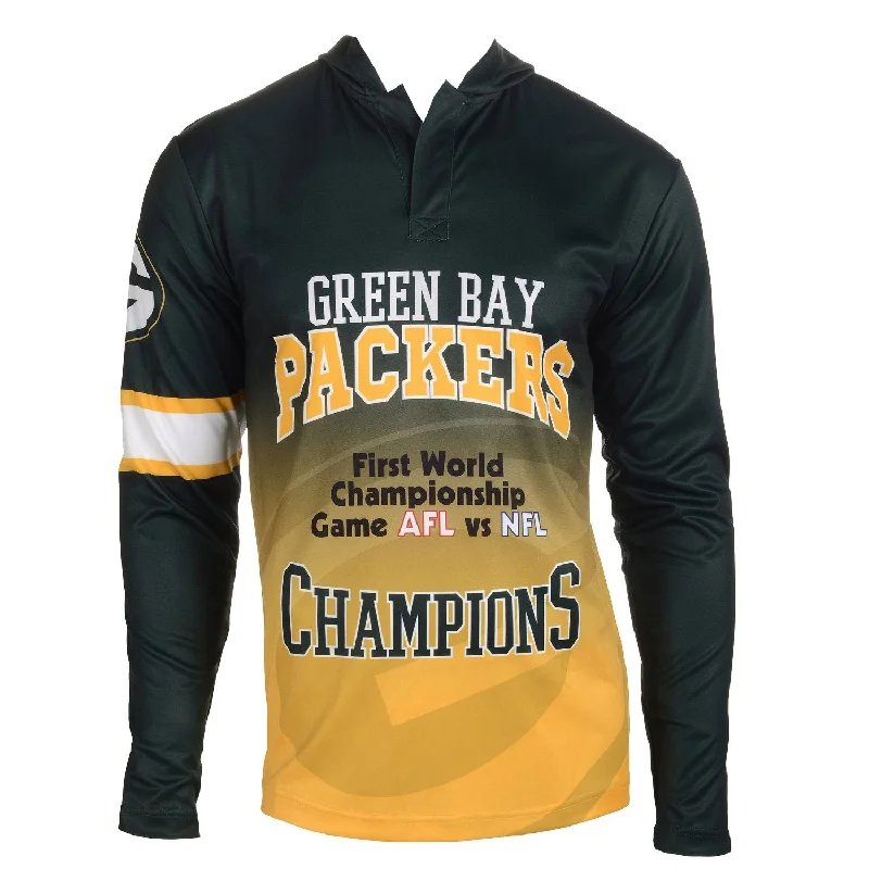 Green Bay Packers Super Bowl 1 Champions Commemorative Retro Hoody Tee Chenille Blend Fleece Blend Nylon Blend Green Bay Packers Super Bowl 1 Champions Commemorative Retro Hoody Tee Chenille Blend Fleece Blend Nylon Blend