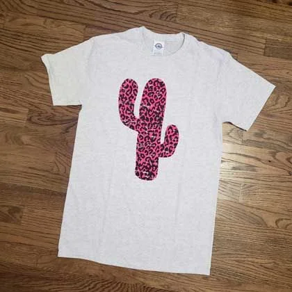Leopard cactus - ash heather t-shirt Polka Dot Checkered Tartan