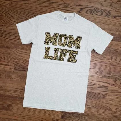 Leopard mom life t-shirt Chenille Fabric Brocade Fabric Lace Fabric