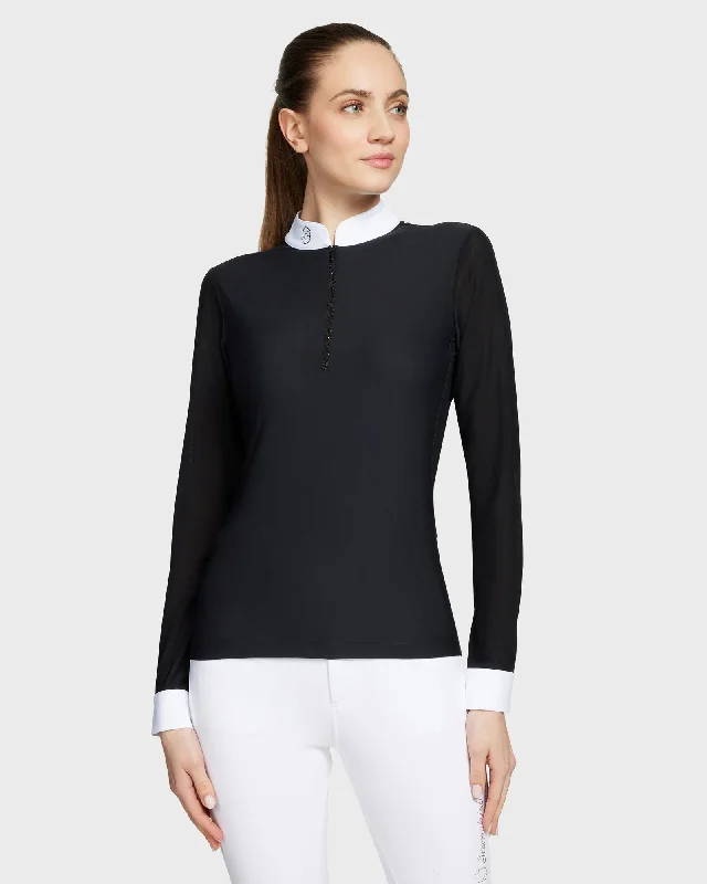 LS_SHIRT - W - ALOISE BOREAL LONG SLEEVES - SS24 - JET BLACK HEMATITE Collared Crew Neck Turtle Neck
