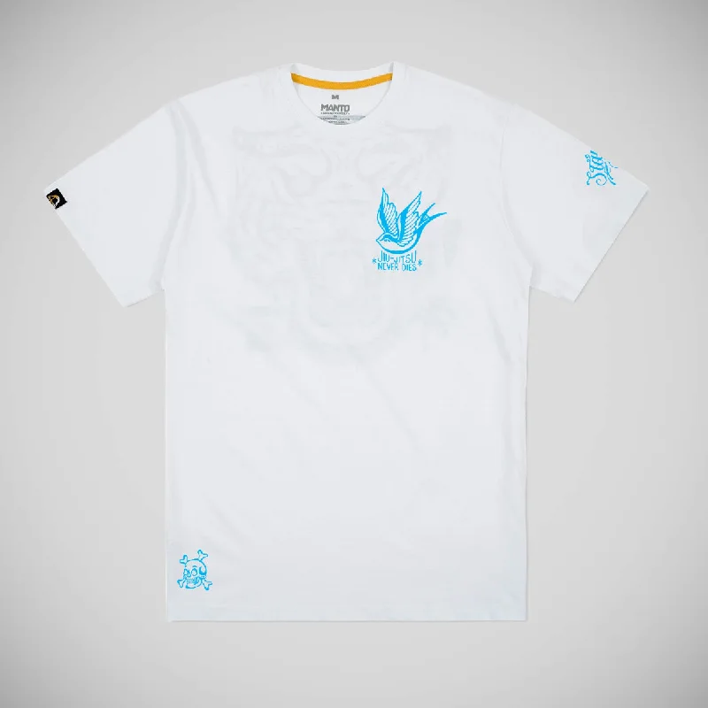 Manto JJ Never Dies 2 T-Shirt White Spandex Blend Rayon Blend Denim Blend