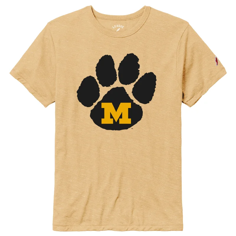 Mizzou Paw Vintage Logo Gold T-Shirt Zippered Front Buttoned Front Snap Front