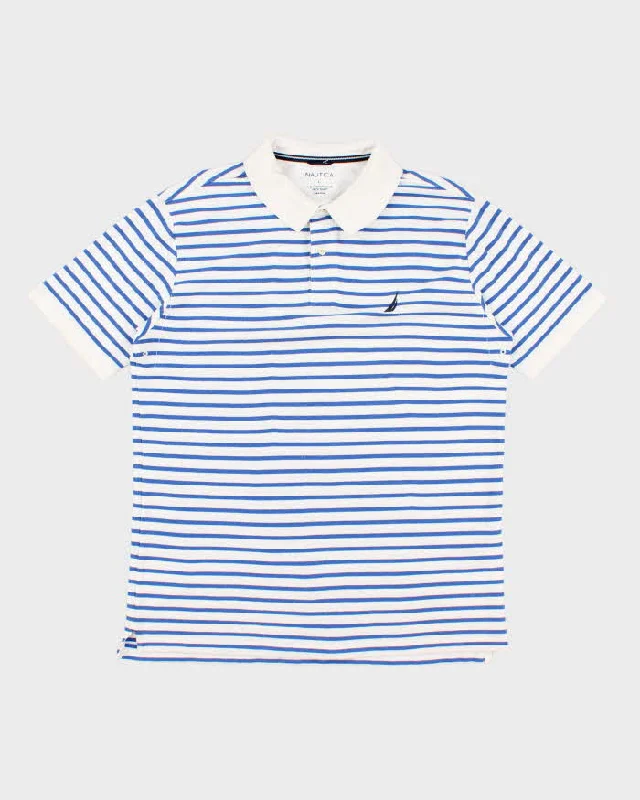 Nautica Striped Polo Shirt - L Collared Crew Neck Turtle Neck