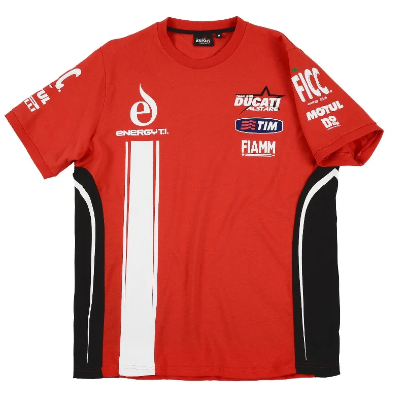New Official Team Alstare Ducati Red Woman's T'Shirt Chenille Brocade Lace