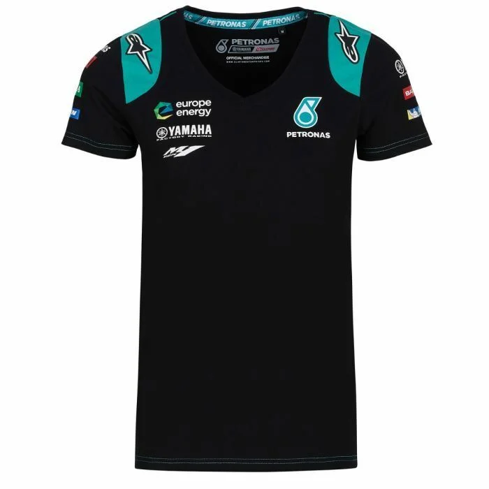 Official Petronas Yamaha Team Woman's T Shirt - 19Py-Lt Notch Collar Peter Pan Collar Cowl Neck