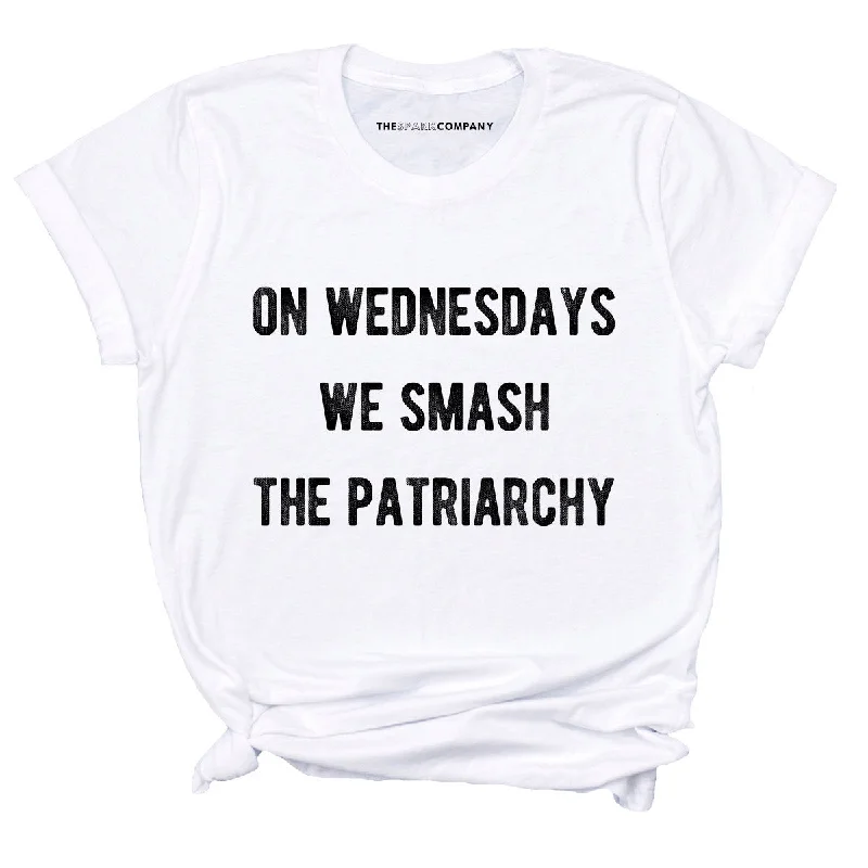 On Wednesdays We Smash The Patriarchy Feminist T-Shirt Machine Wash Dry Clean Hand Wash