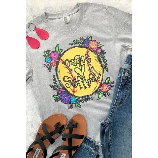 Peace and softball  t-shirt Cashmere Blend Cotton Blend Poly Blend