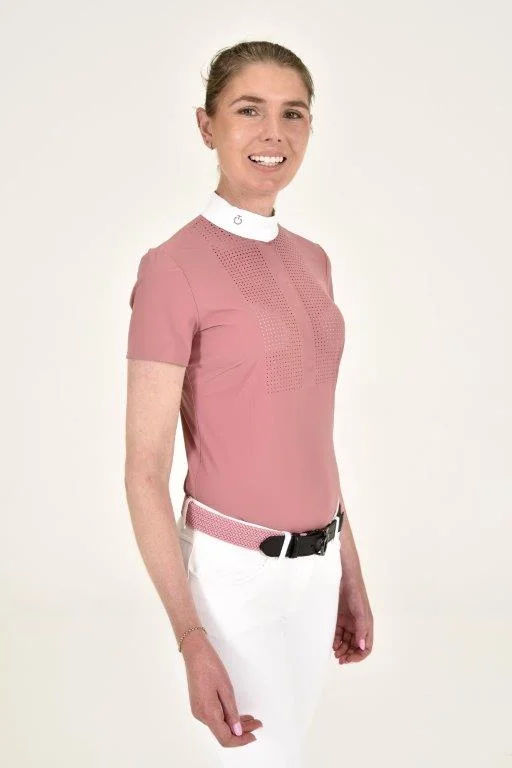Perforated Bib S/S Shirt - Dusty Rose Striped Floral Plaid