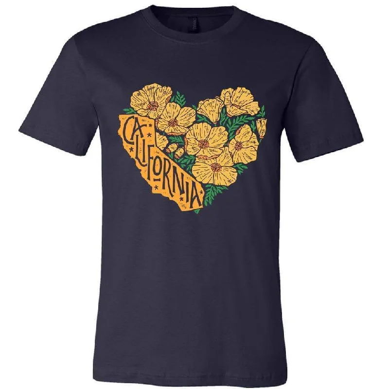 Poppy Heart Navy Tee Chenille Brocade Lace