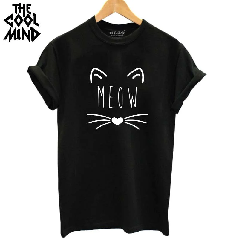 Print Women T-shirt Cat T-Shirt Casual Anti-Pilling Machine Wash Handmade